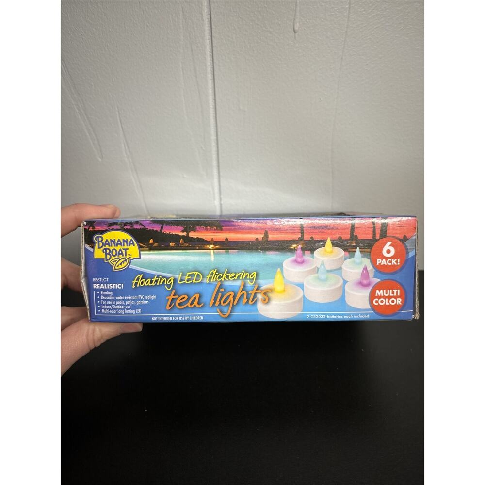 6 Floating LED Flickering tea light Candle Battery operated Banana Boat 2014 - Picture 2 of 8